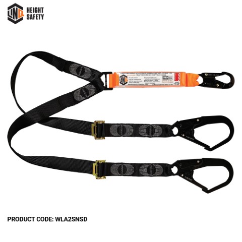 LINQ WEBBING LANYARD ADJUST DBL LEG 1 X SNAP HOOK 2 X DA SCAFF HOOK